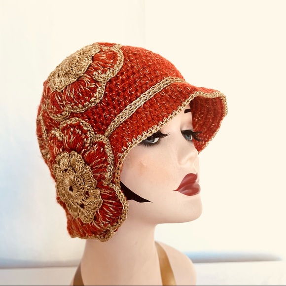 Roman Keflay Hand Crochet 20’s Flapper Style Hat